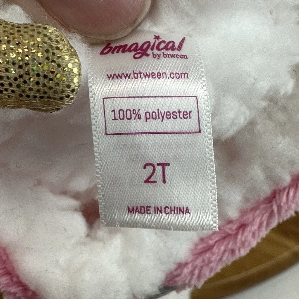 New Little Kids BMagical By Btween Pink Rainbow Fuzzy Lined Slippers Size 2 C